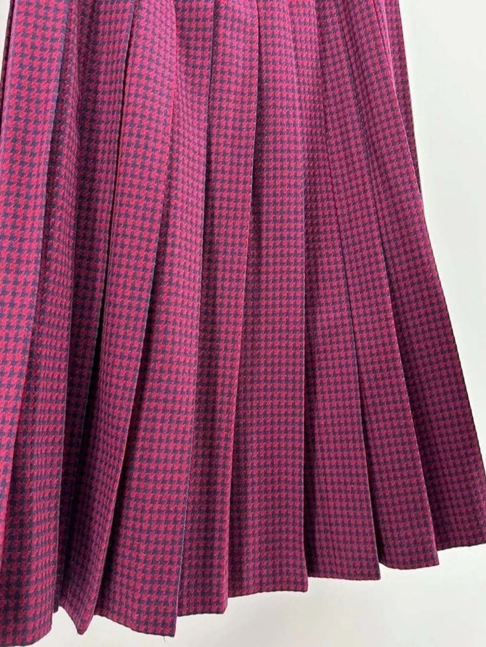 Vintage Pendleton Wool Houndstooth Pleated Skirt 8 Petite - Picture 3 of 6
